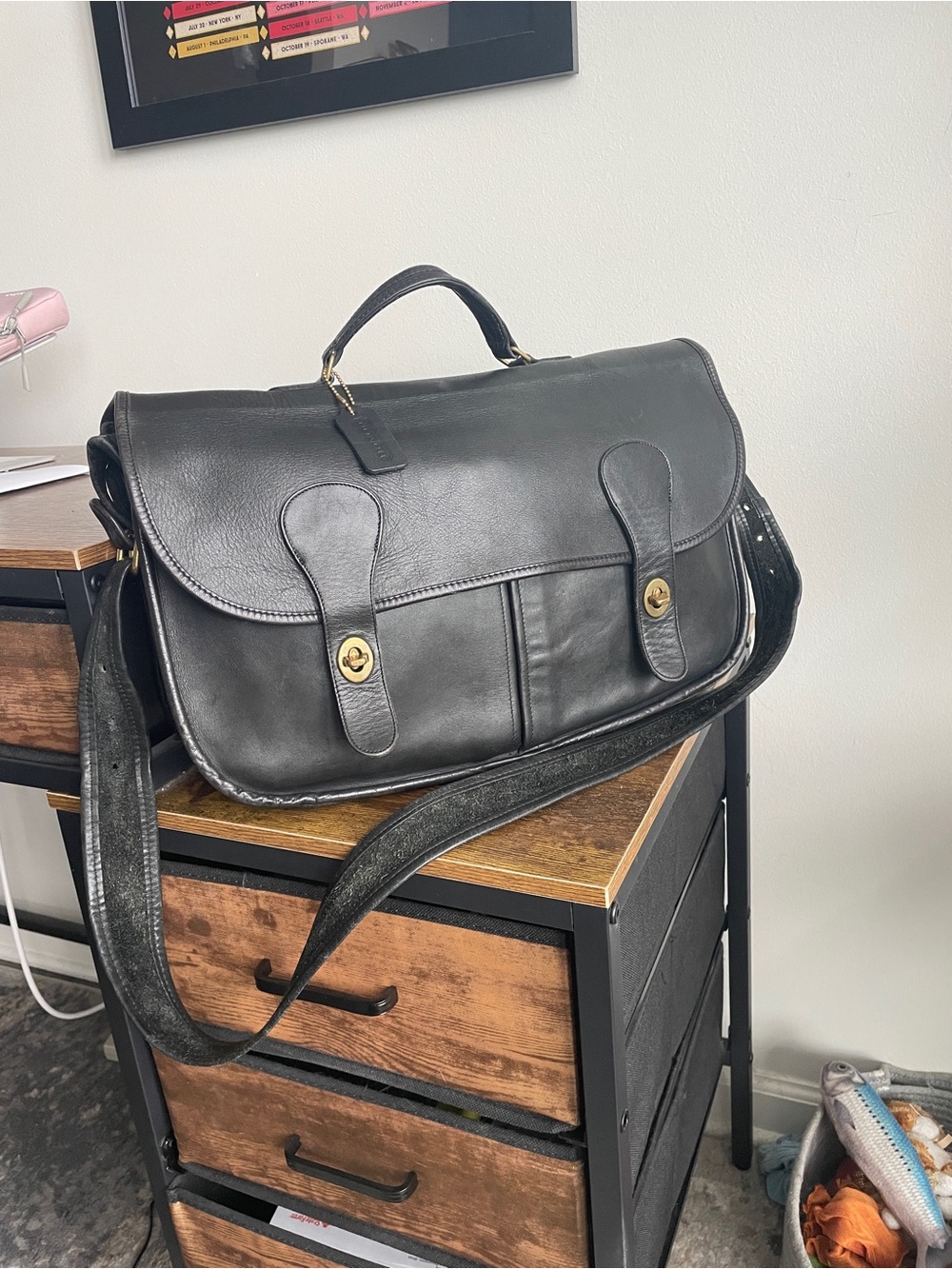 Black Vintage Coach Carrier Messenger Bag Made in New York City Style 9800